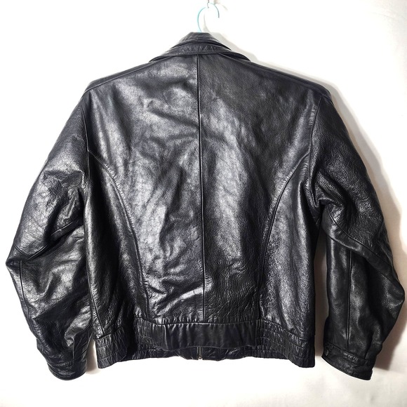 WILSONS Leather Jacket, Black, Motorcycle Bomber, Removable Lining  Men's Sz  LT - Picture 2 of 13